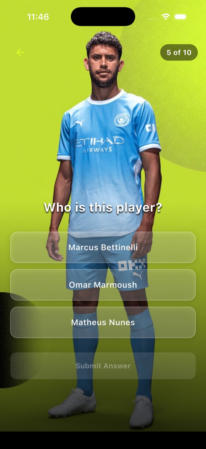 Identity Challenge guess the player screen